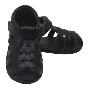 Baby Boys Black Fisherman Strap Bow Sandals Shoes 1-3 Baby