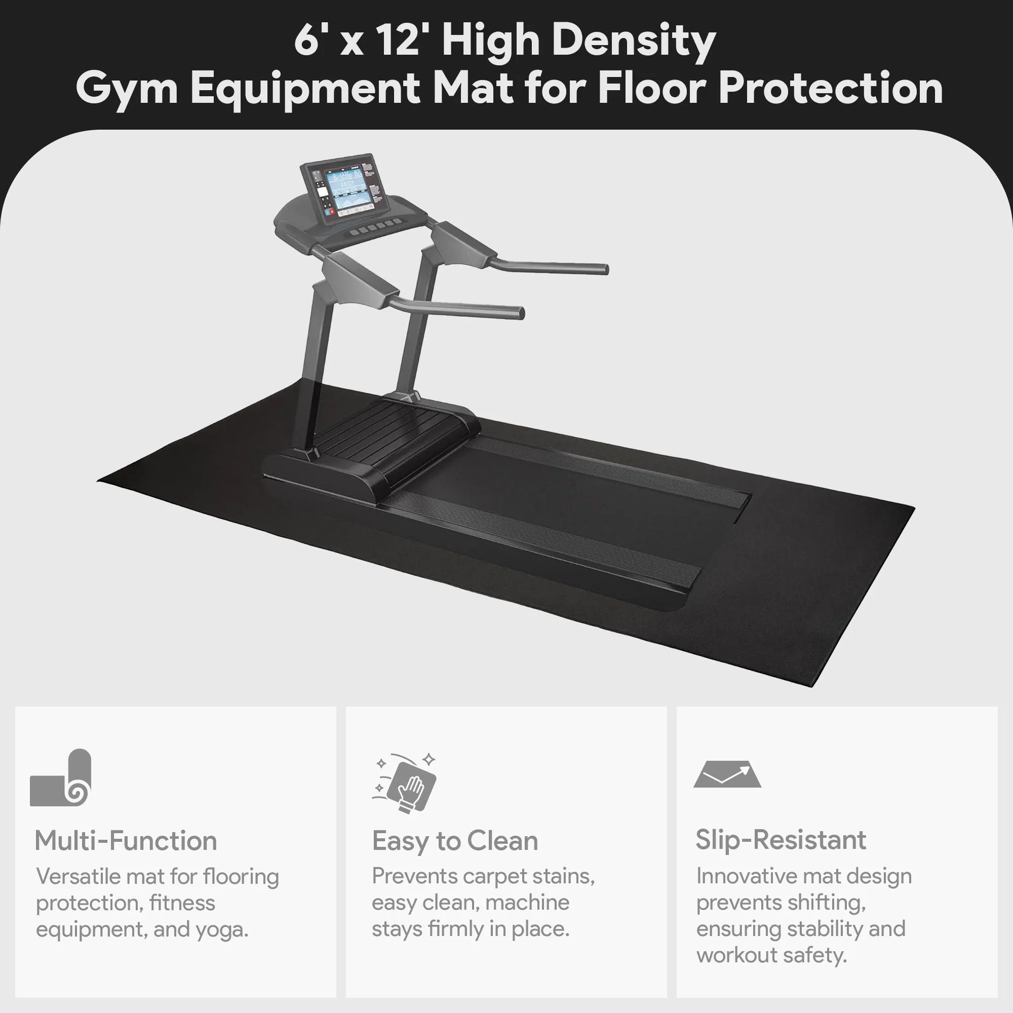 BalanceFrom Fitness 6' x 12' High Density Gym Equipment Mat for Floor Protection