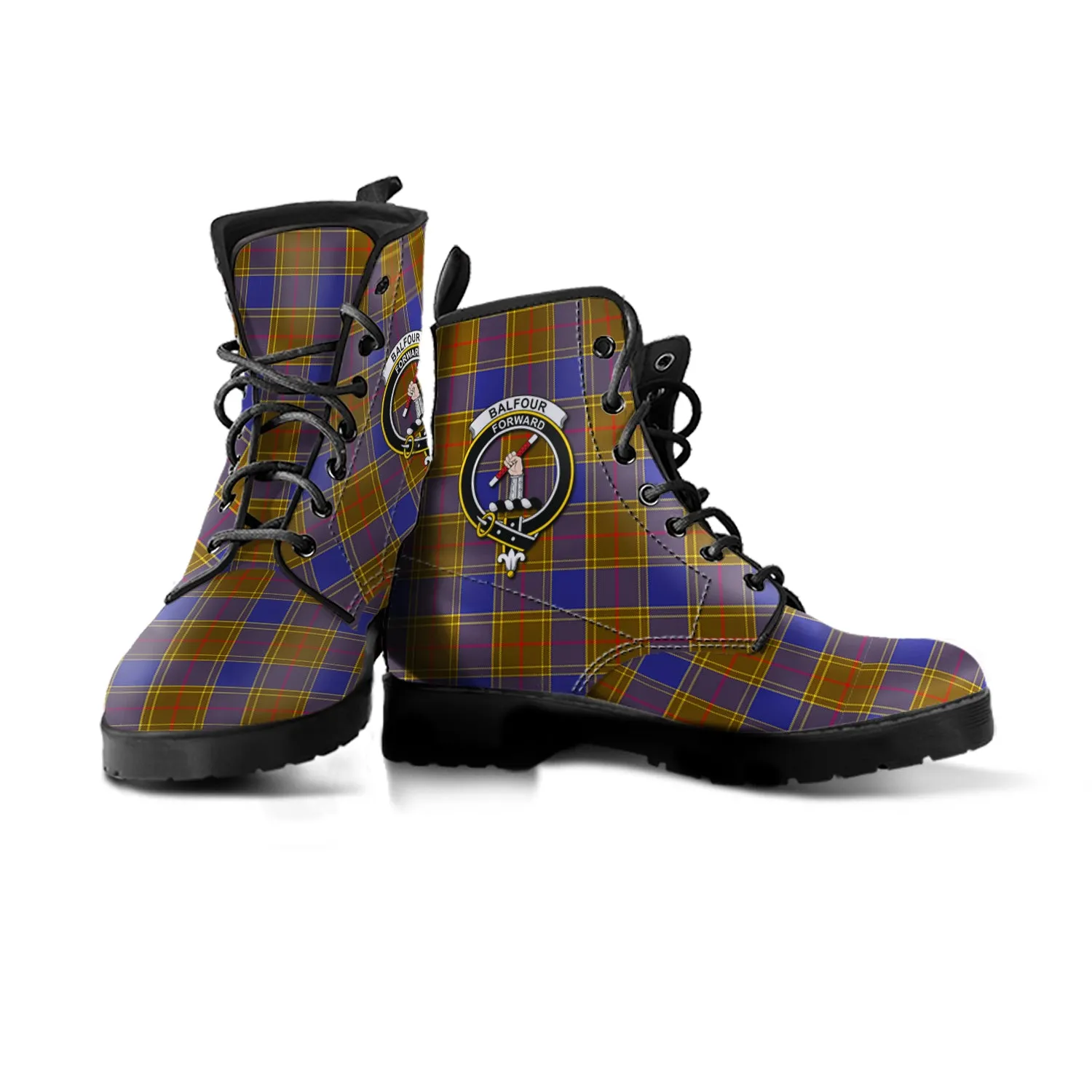 Balfour Tartan Leather Boots with Family Crest