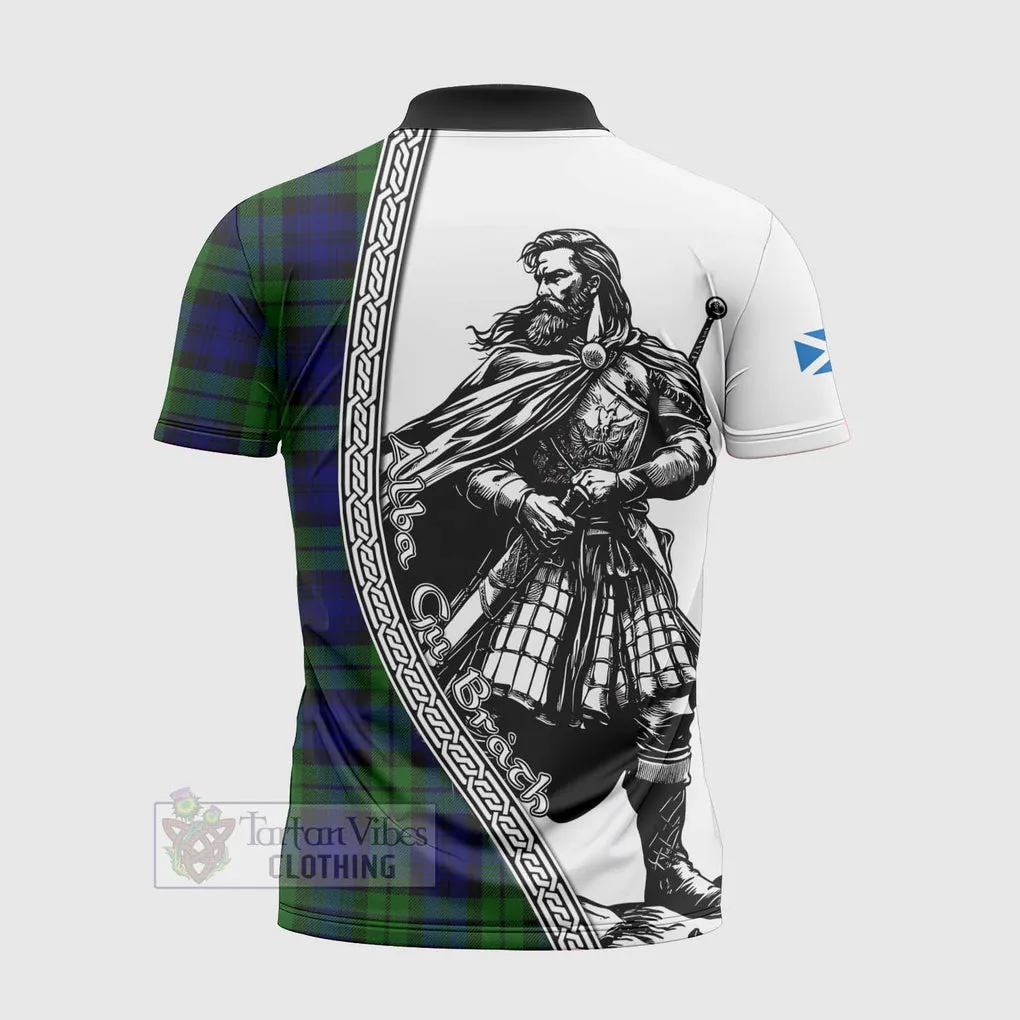 Bannatyne Tartan Clan Crest Zipper Polo Shirt with Highlander Warrior Celtic Style