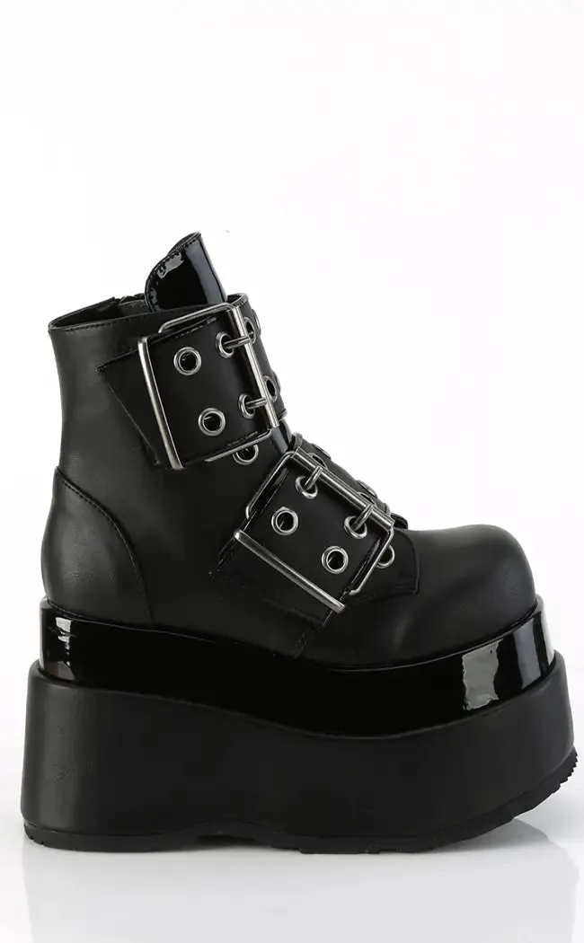 BEAR-104 Black Matte Vegan Leather Platform Boots