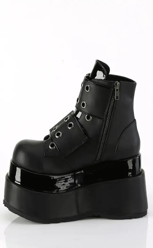 BEAR-104 Black Matte Vegan Leather Platform Boots