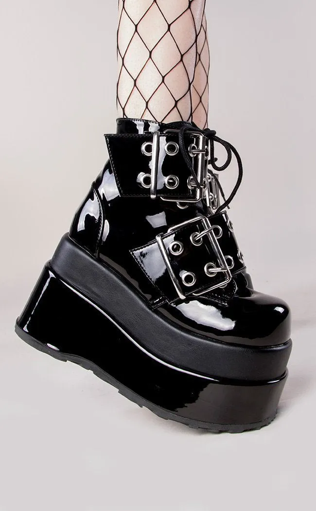 BEAR-104 Black Patent Platform Boots [Au Stock]