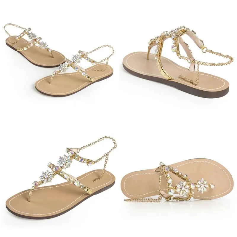 Bejeweled Floral Summer Sandals with Chains