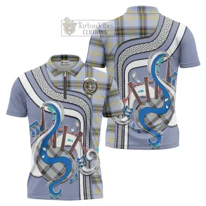 Bell Tartan Zipper Polo Shirt with Epic Bagpipe Style