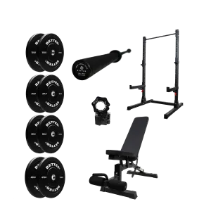 Better Body Power Bundle with Squat Rack | 10-45lbs Bumper Plates