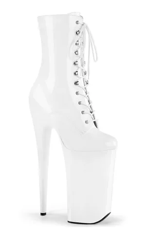 BEYOND-1020 White Patent Ankle Boots