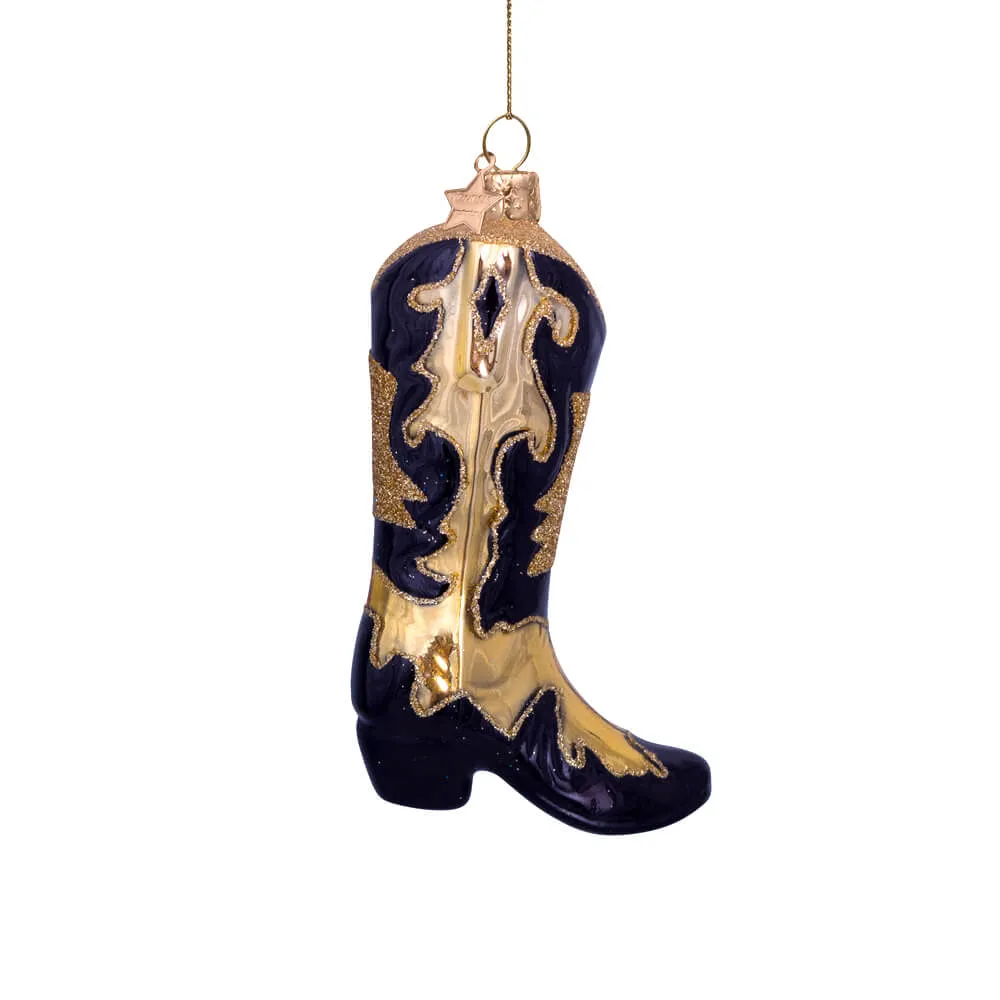 Black / Gold Cowboy Boot Ornament