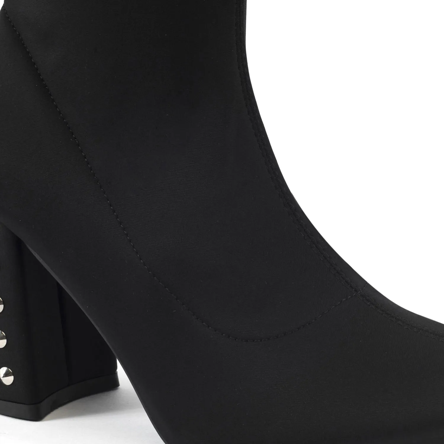 Black Studded Block Heel Over The Knee Boots