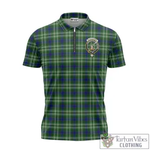 Blackadder Tartan Zipper Polo Shirt with Family Crest