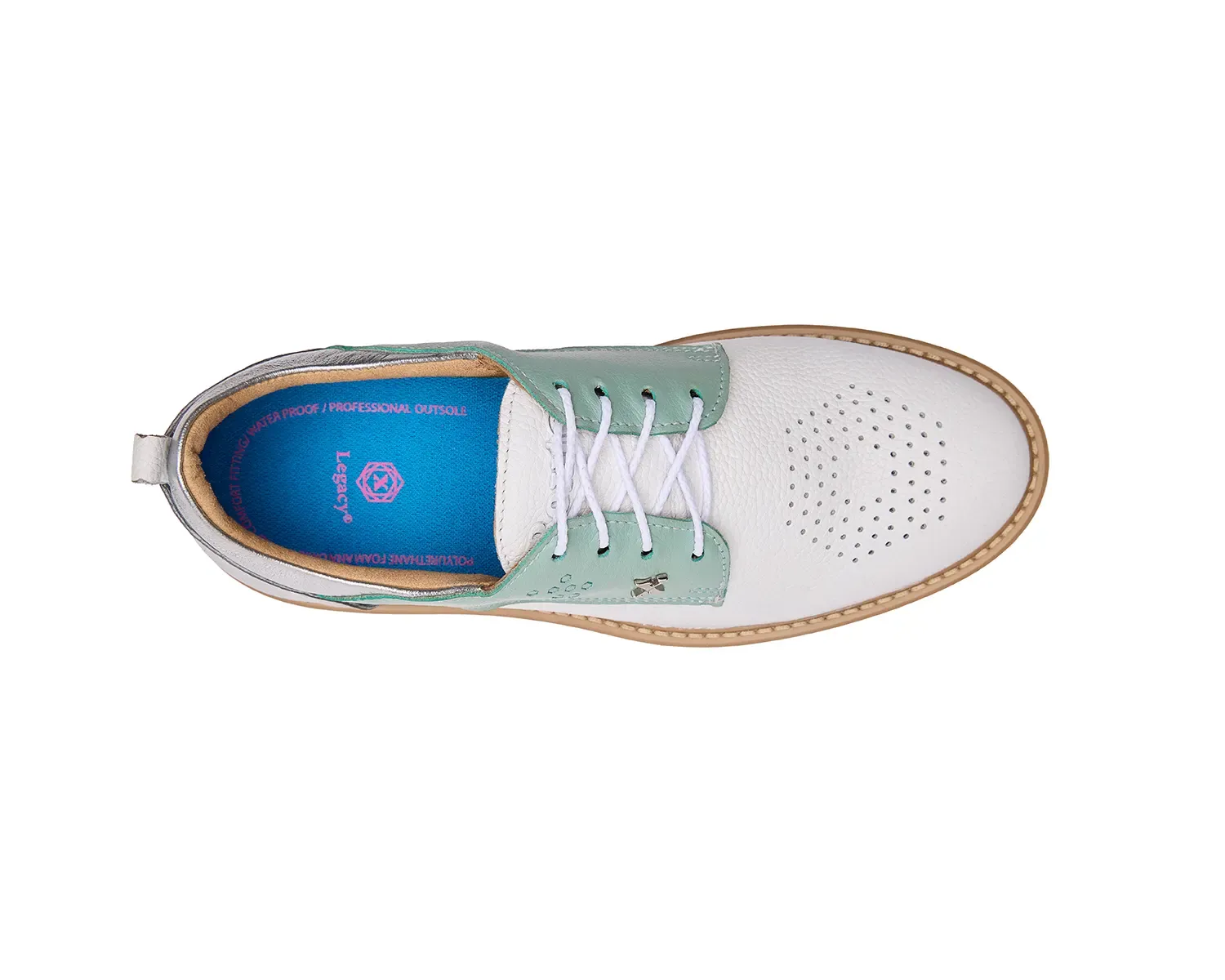 Boxto Golf Women's Inspiration Romance Spikeless Golf Shoes - White/Mint/Silver