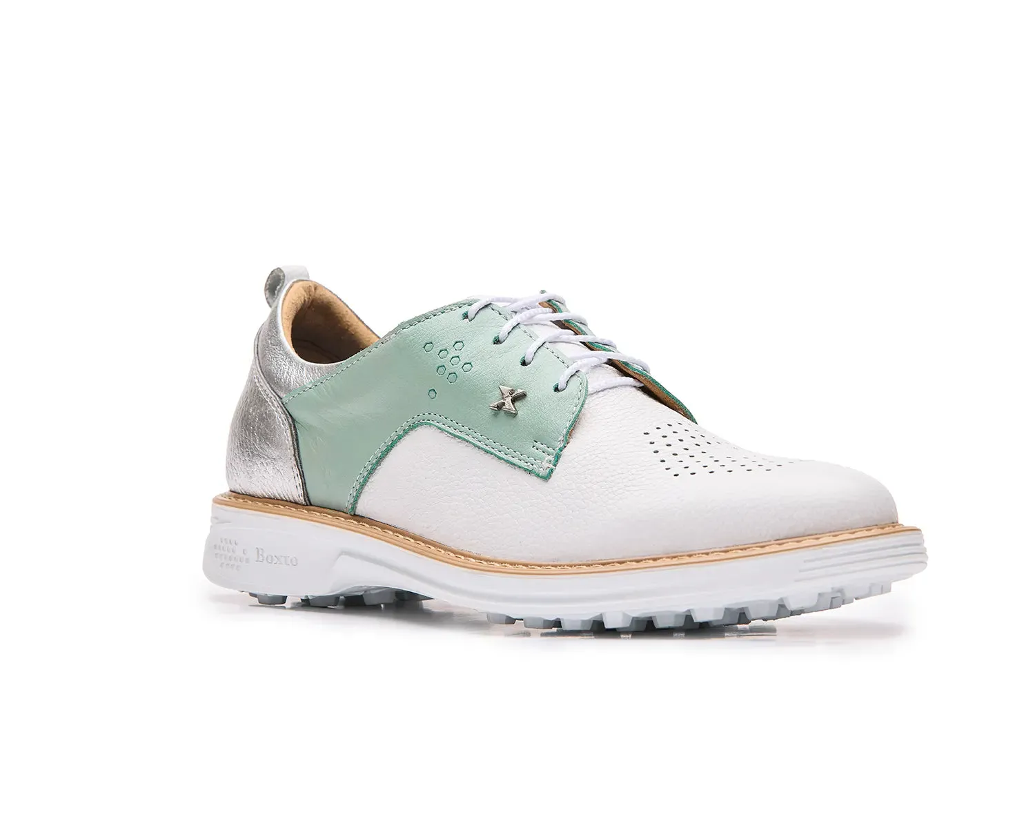 Boxto Golf Women's Inspiration Romance Spikeless Golf Shoes - White/Mint/Silver