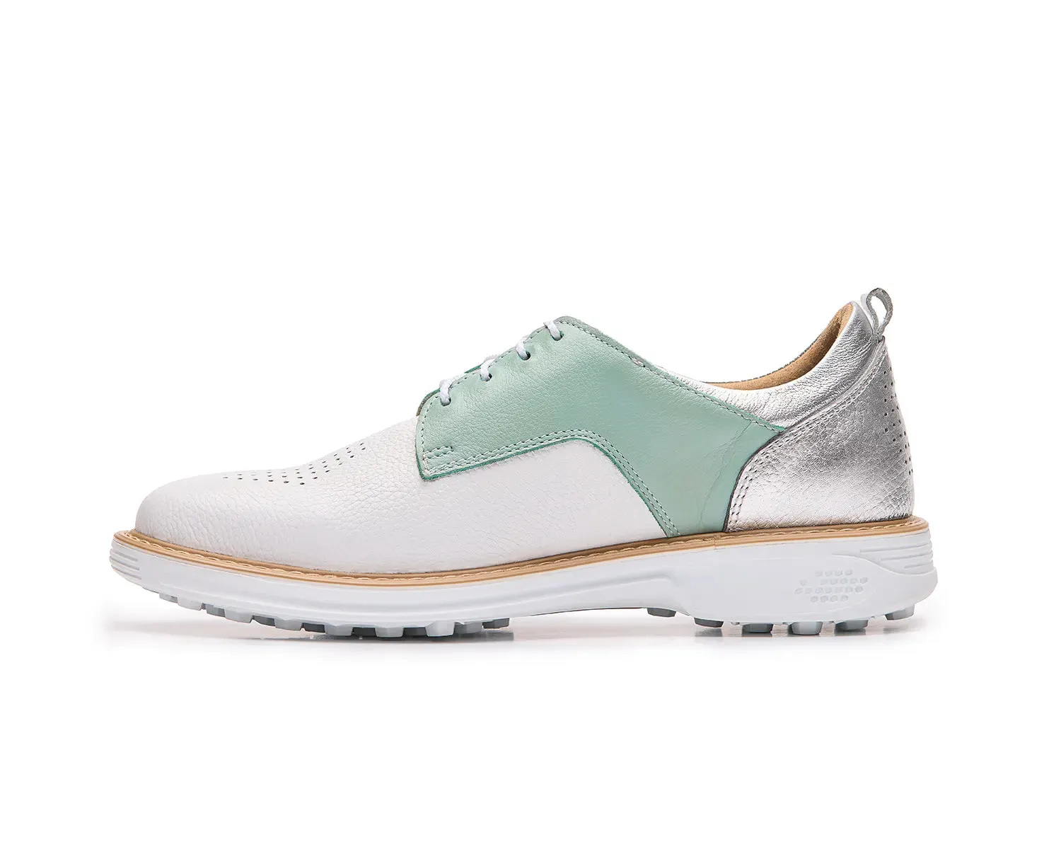 Boxto Golf Women's Inspiration Romance Spikeless Golf Shoes - White/Mint/Silver