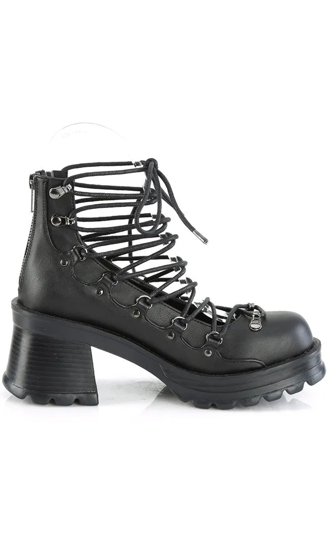 BRATTY-32 Black Lace Up Ankle Bootie