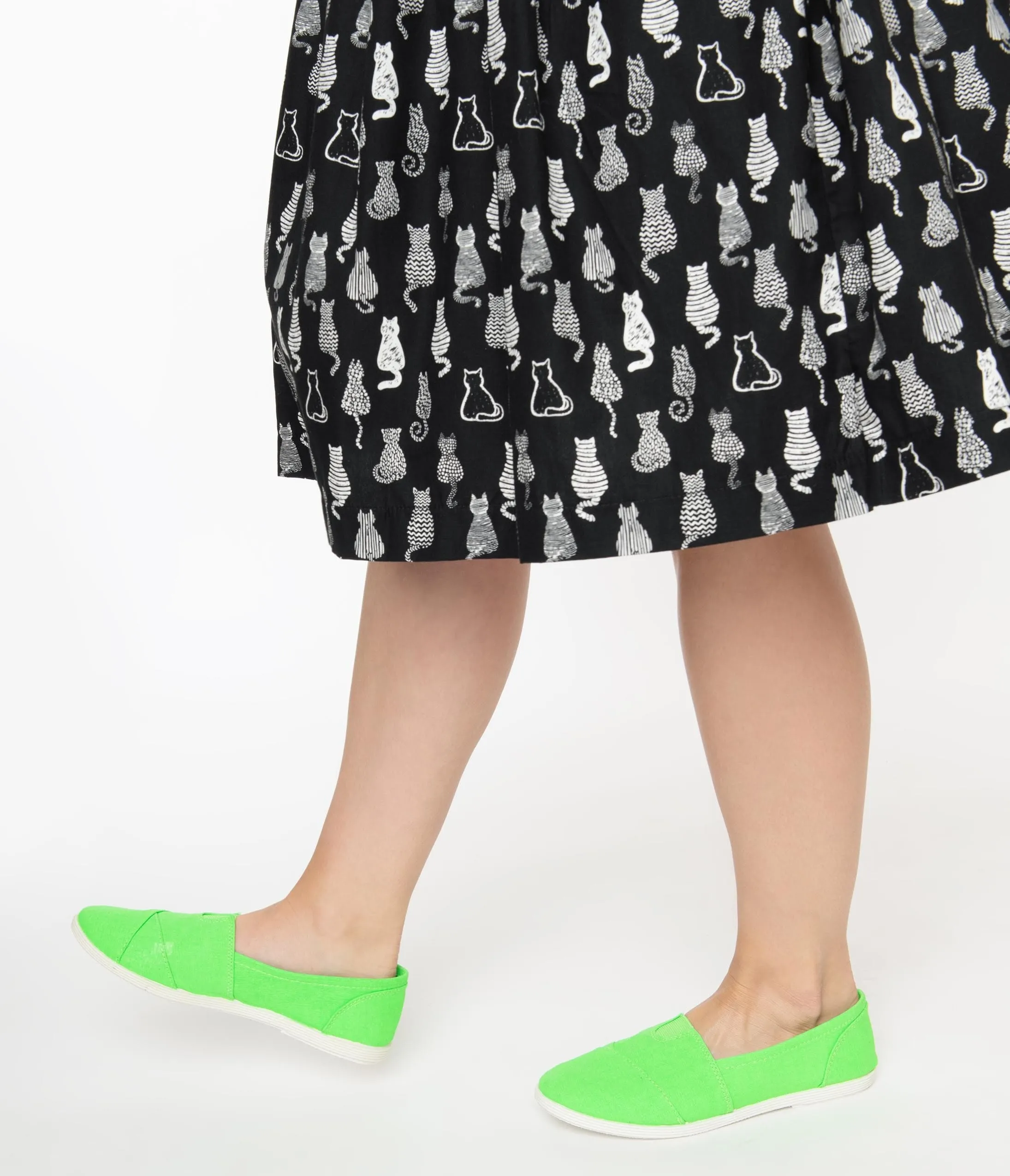 Bright Green Canvas Casual Loafer Flats