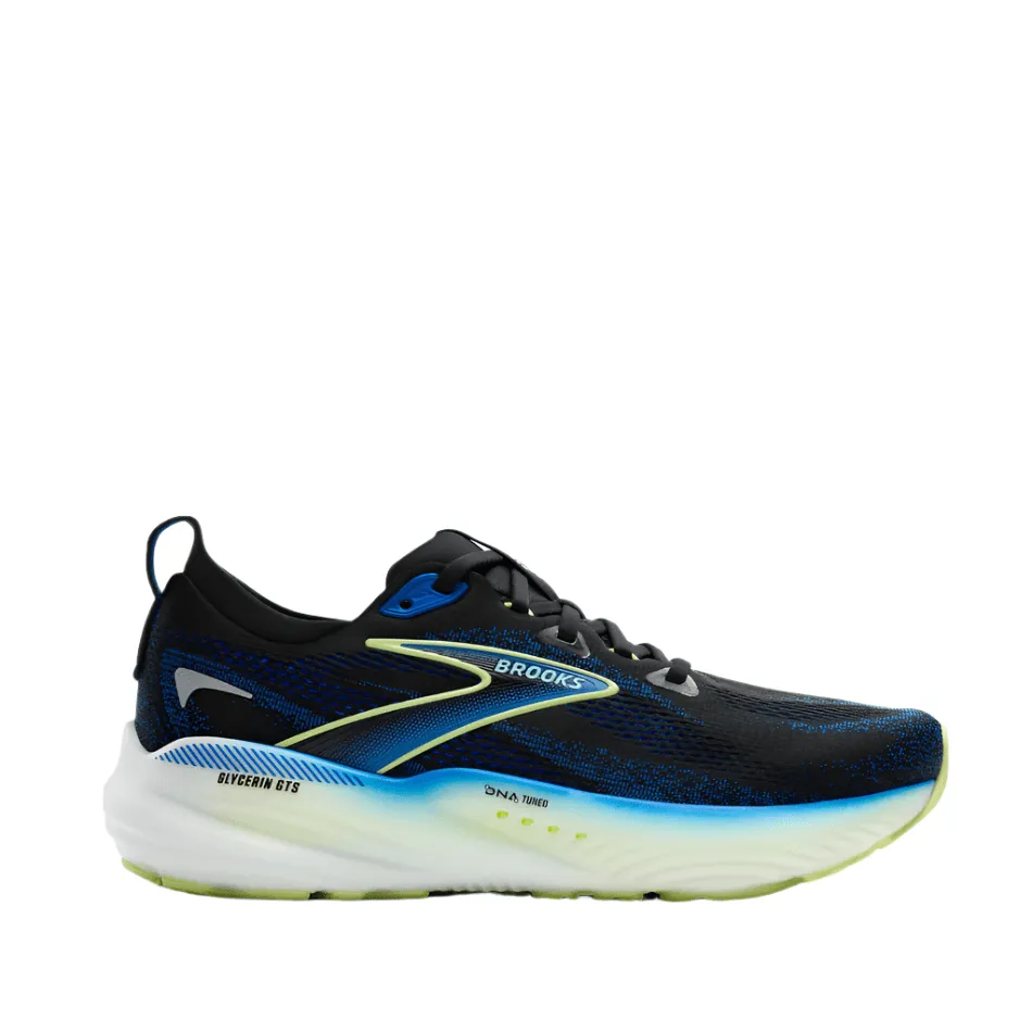 Brooks Men's Glycerin GTS 22 Running Shoes in Black/Cobalt/Neo Yellow SS25