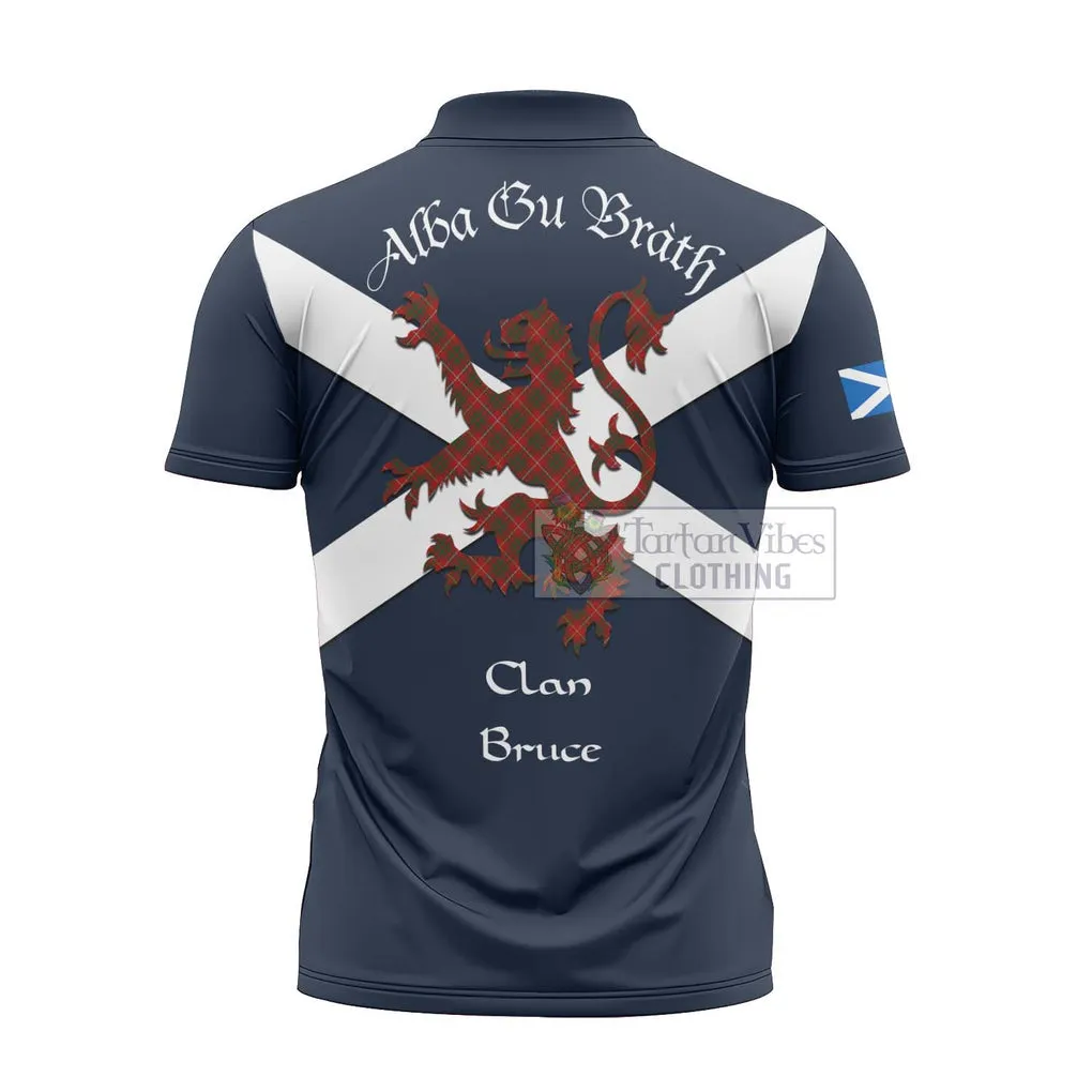 Bruce Tartan Lion Rampant Zipper Polo Shirt Proudly Display Your Heritage with Alba Gu Brath and Clan Name