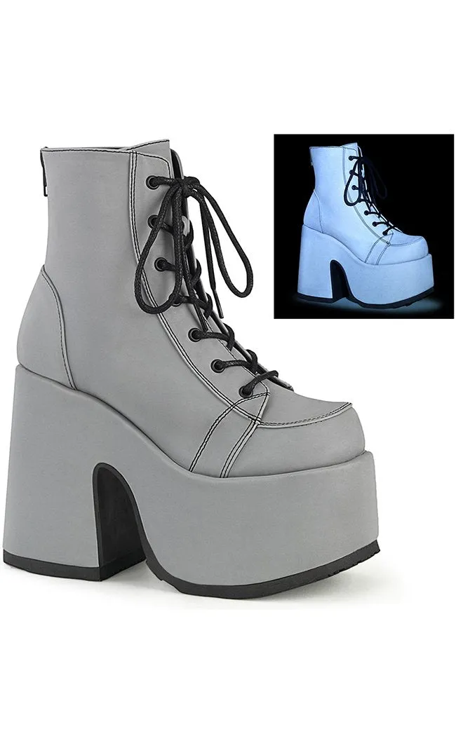 CAMEL-203 Grey Reflective Ankle Boots