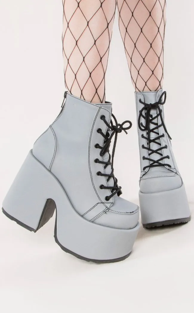 CAMEL-203 Grey Reflective Ankle Boots