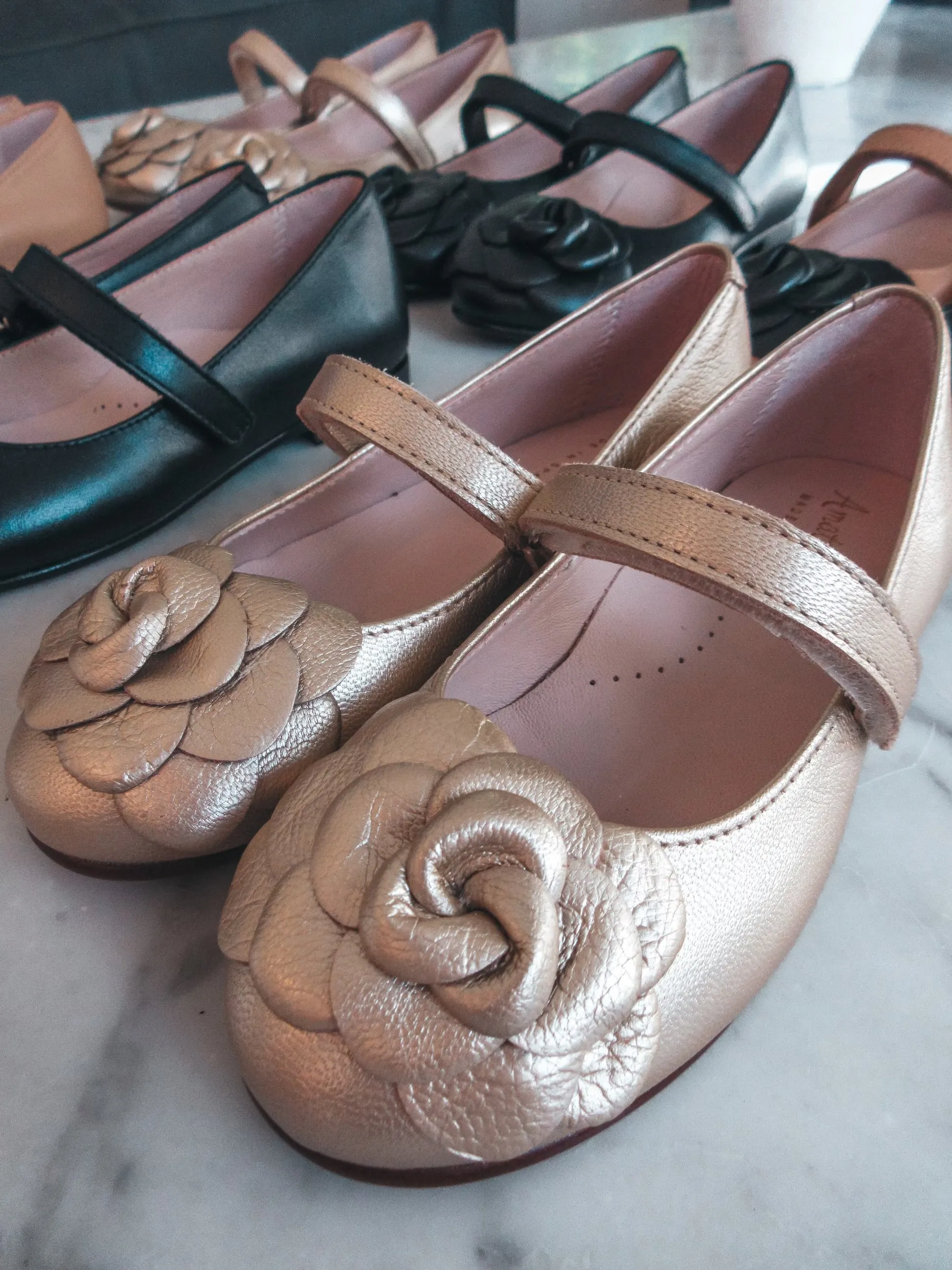 Camille- Gold Leather Mary Jane Shoes