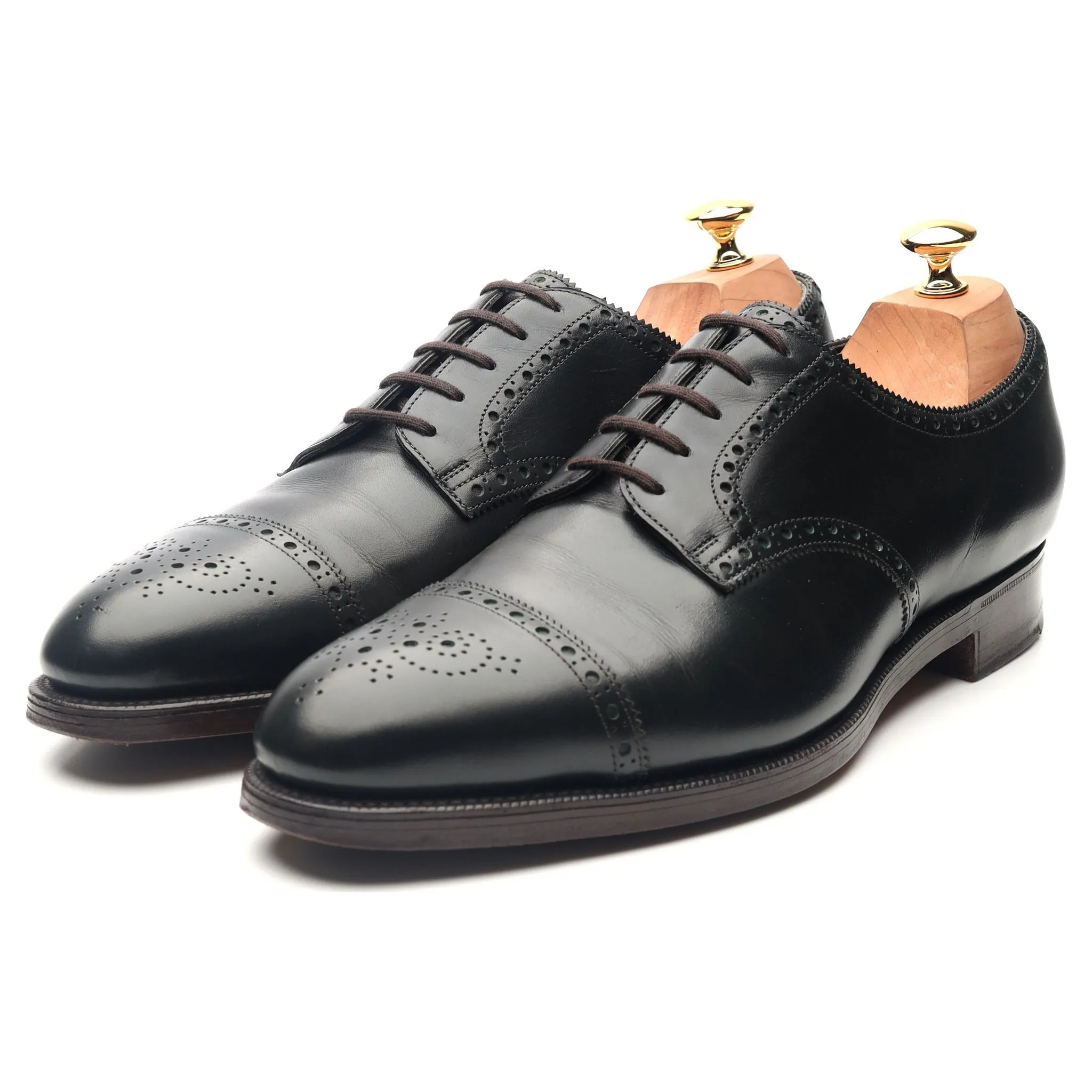 'Cardiff' Green Leather Derby Brogues UK 10 E