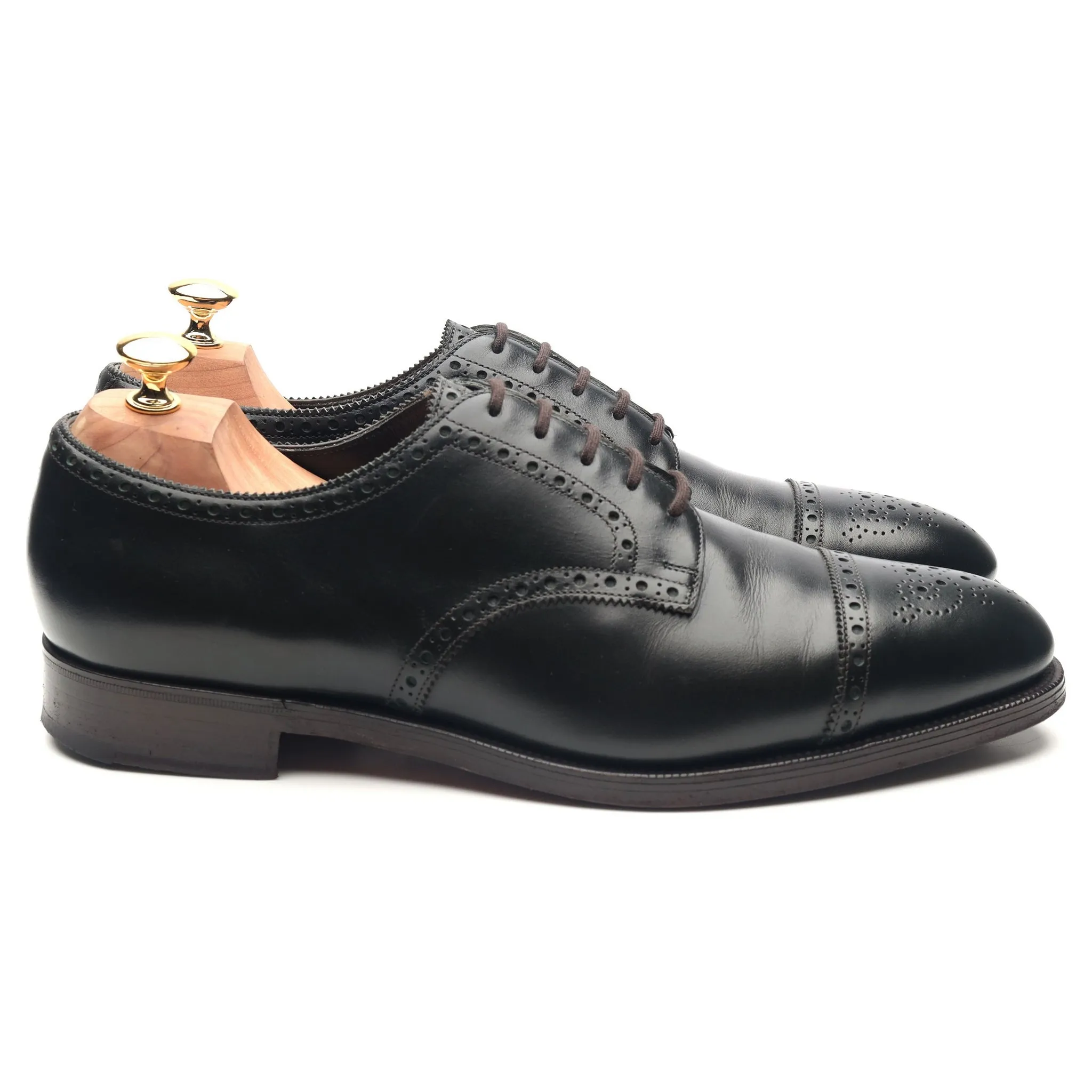 'Cardiff' Green Leather Derby Brogues UK 10 E