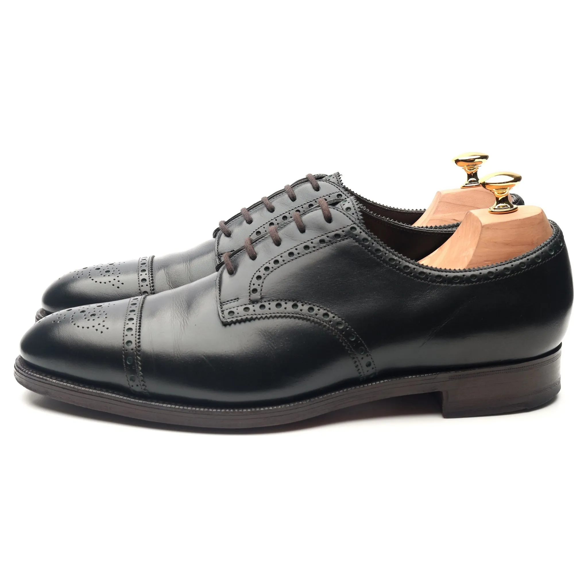 'Cardiff' Green Leather Derby Brogues UK 10 E