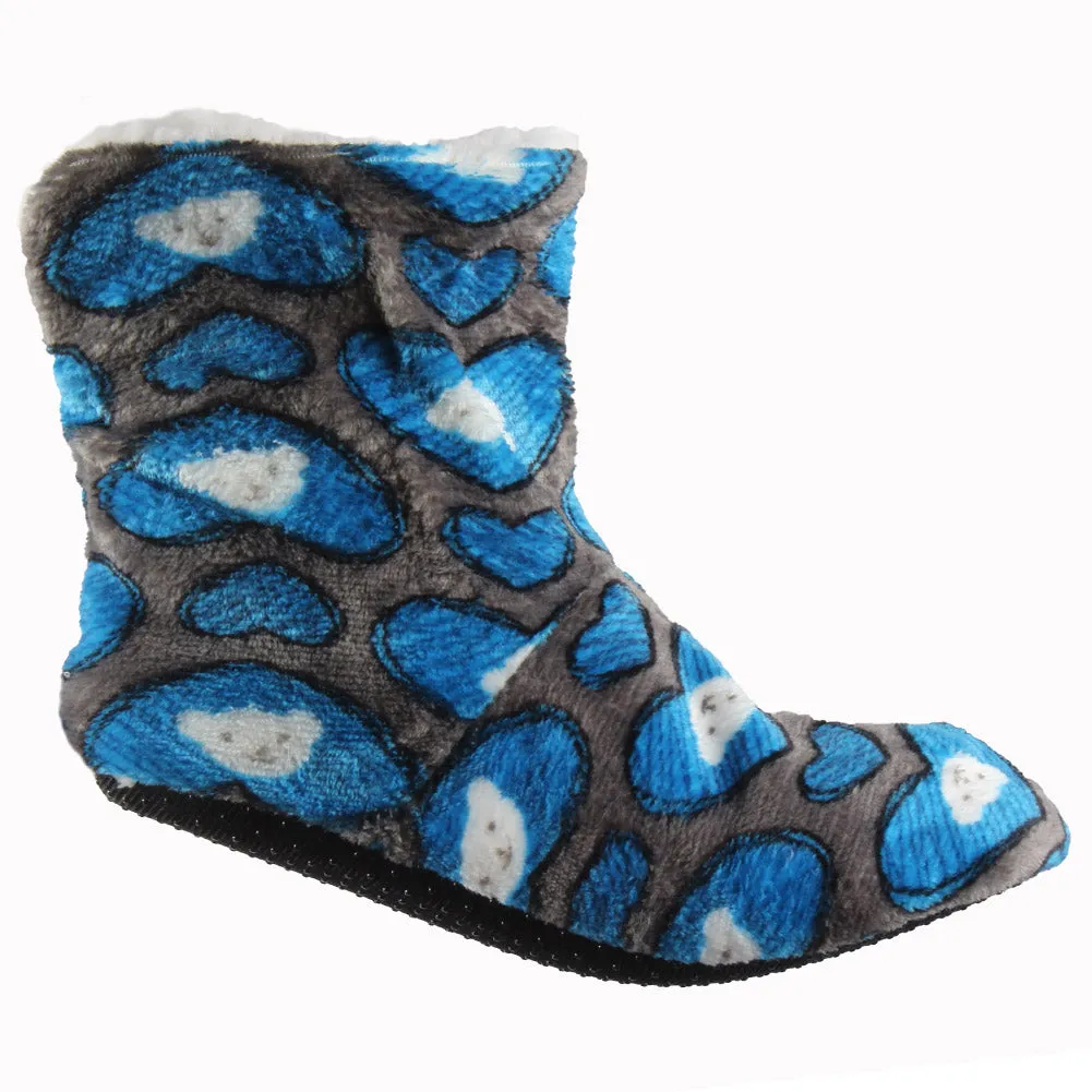 Carnival Ladies Super Soft Non Slip Sole Printed Sherpa Slipper Boots No Size