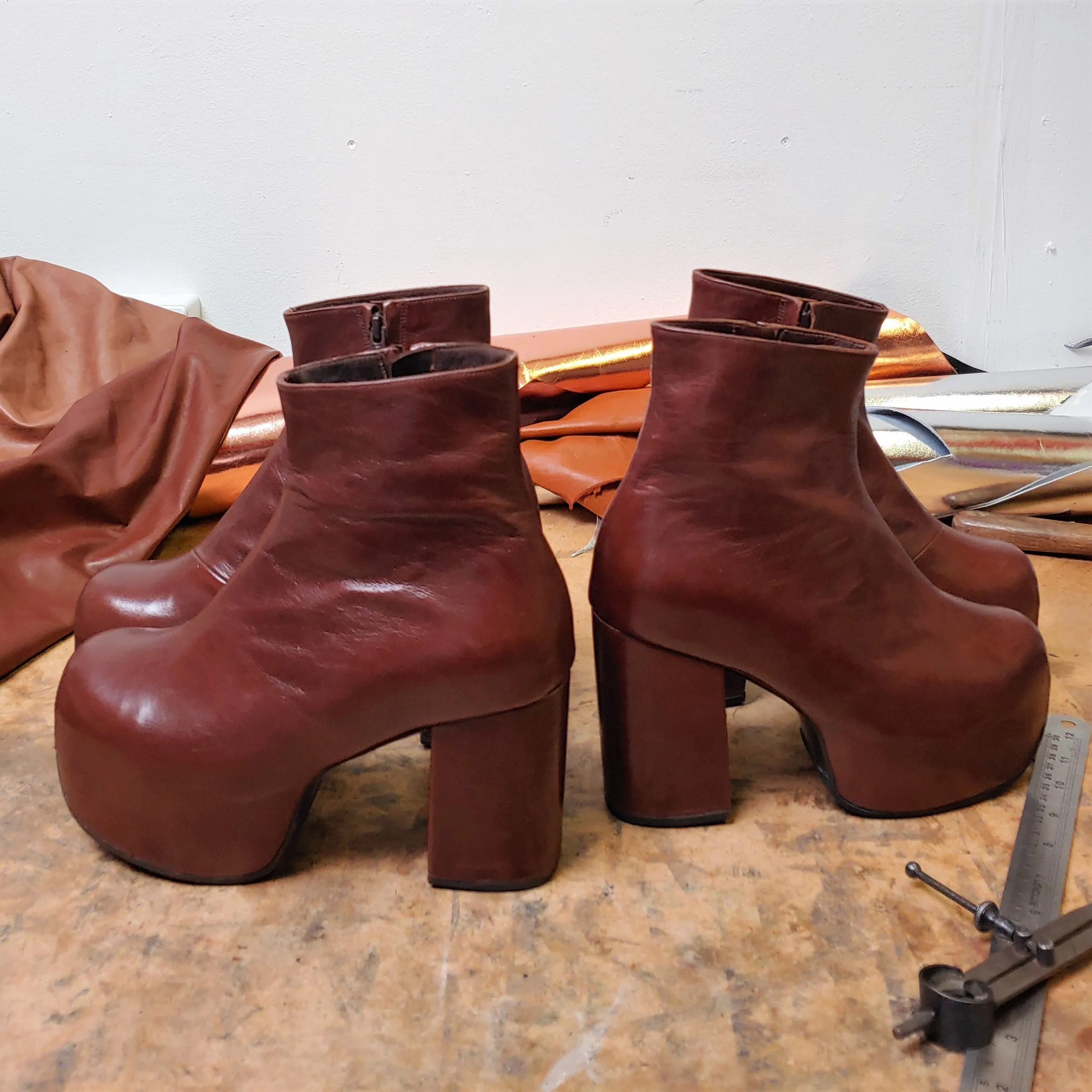 Chestnut Brown Platform Ankle Boots