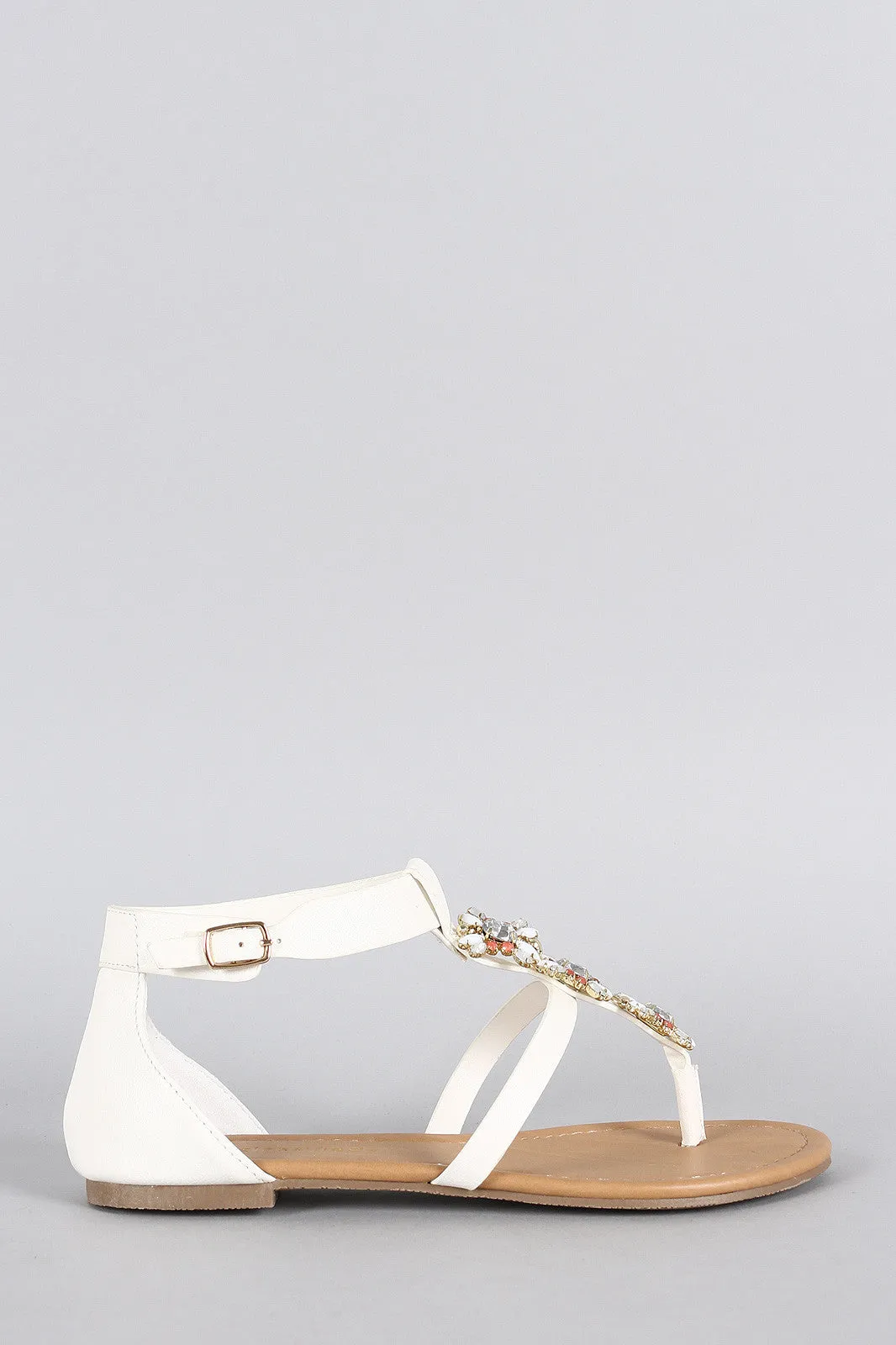 City Classified Cluster Jeweled Thong Flat Sandal