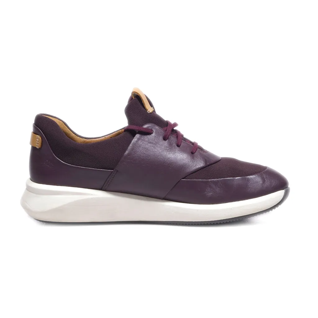 Clarks Low-Top Sneakers Leather Purple Colour For Women