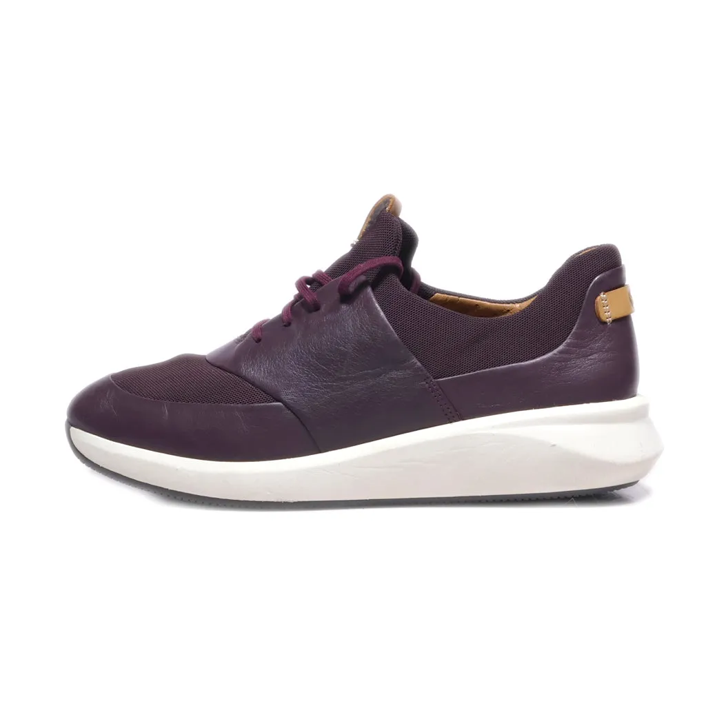 Clarks Low-Top Sneakers Leather Purple Colour For Women