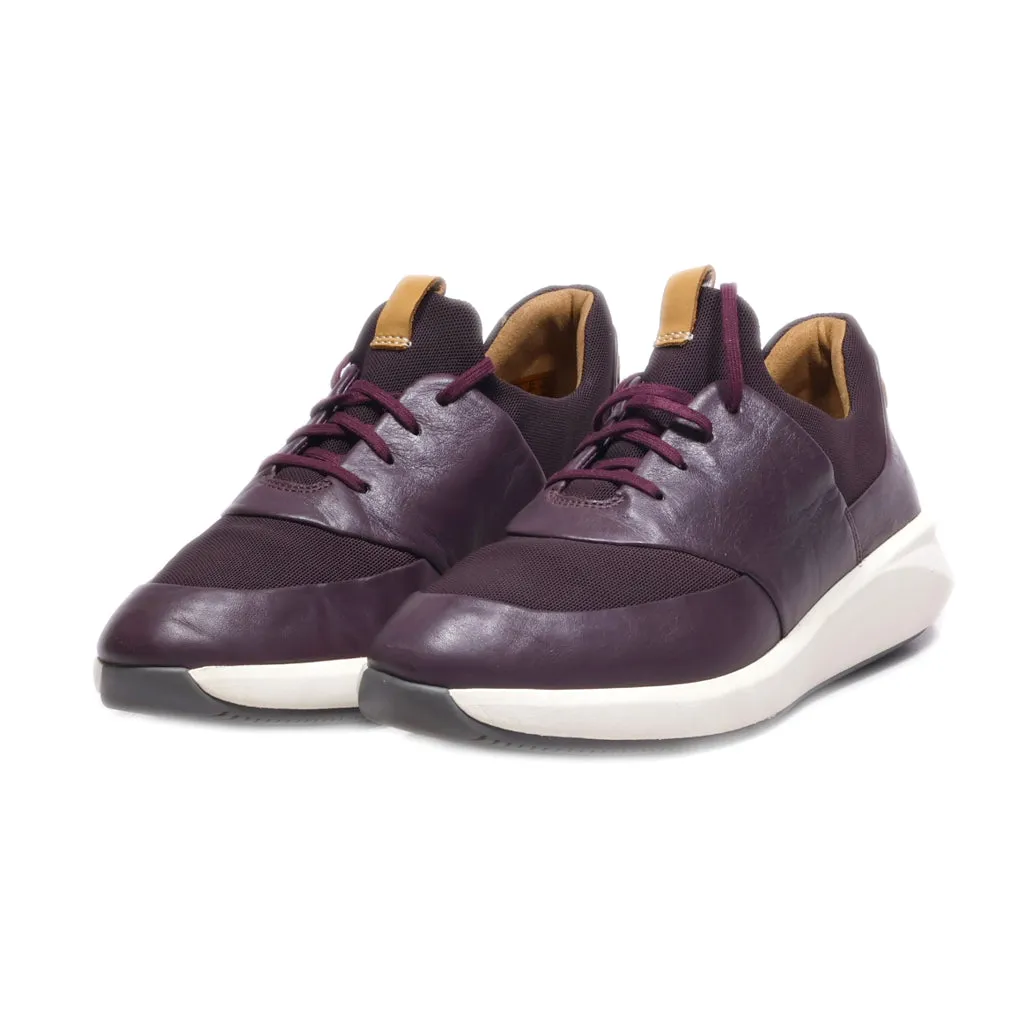 Clarks Low-Top Sneakers Leather Purple Colour For Women