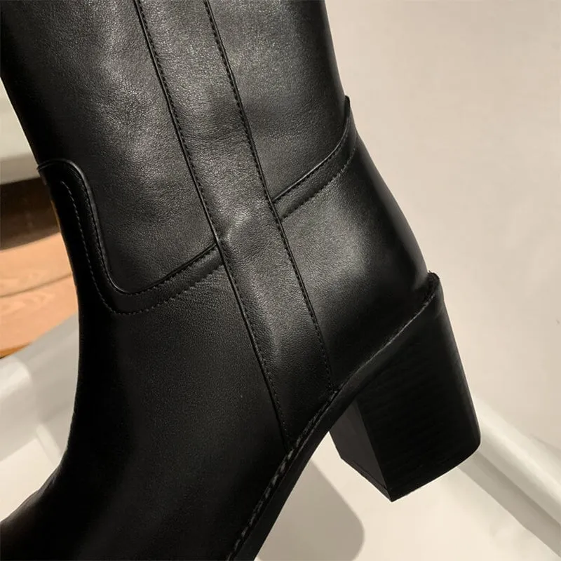 Classic Elegant Ankle Boots with 100% Leather Lining Mid Heel Chelsea Boots Handmade Black/Brown