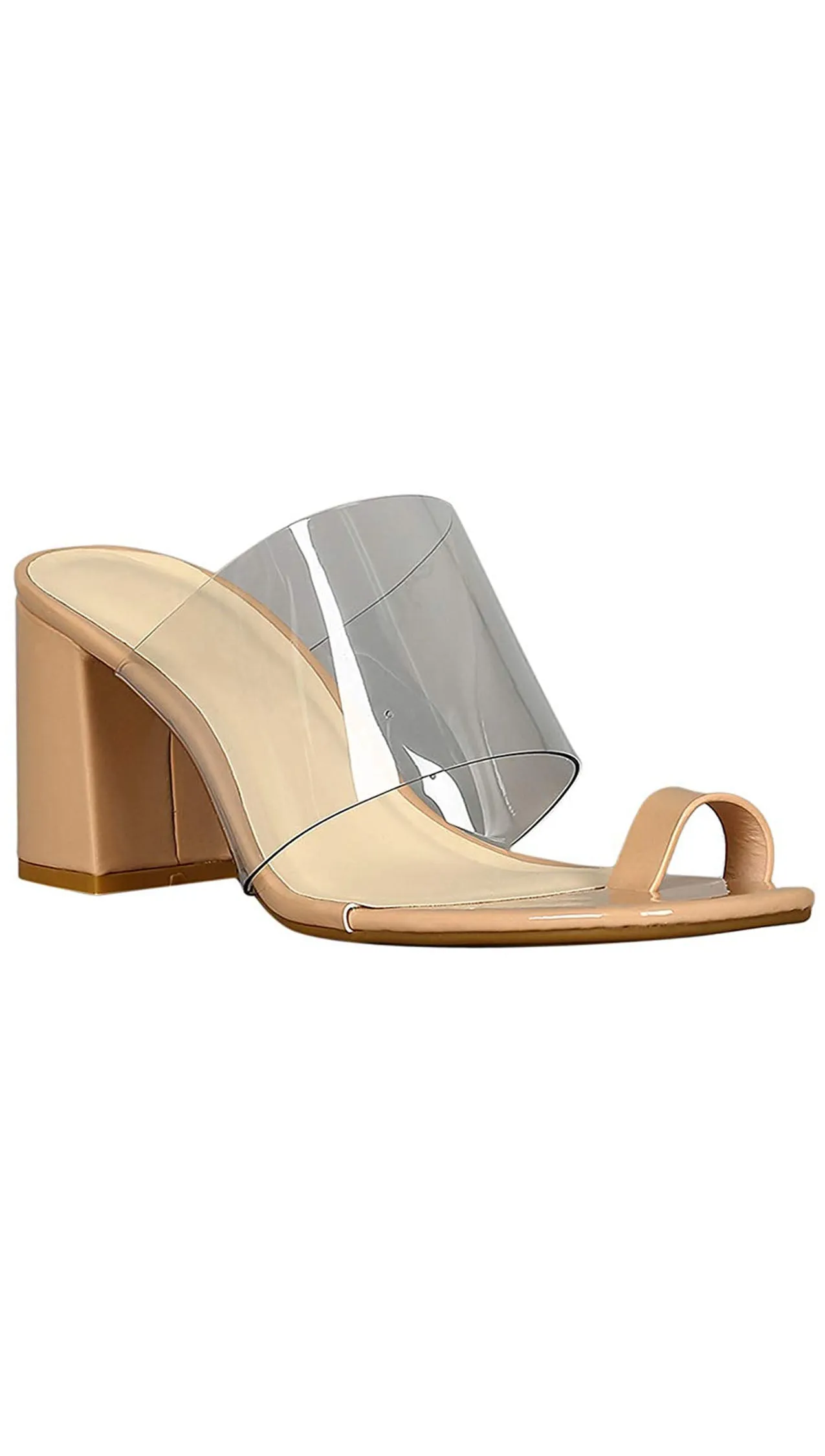 Clear plastic band to Ring Chunky Heeled Mules