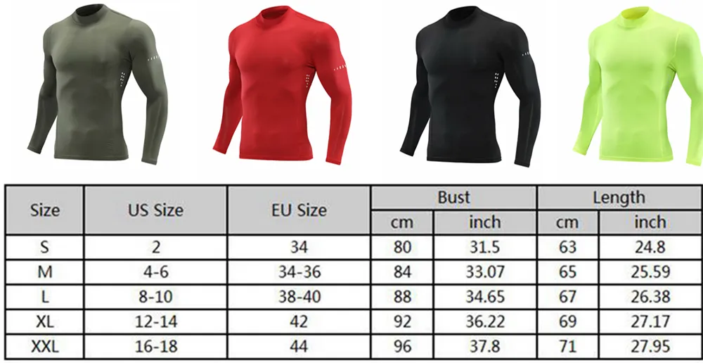 Compression Shirts Men's Fitness Workout Long Sleeve T-shirt Gym Training Tops Muscle Tees