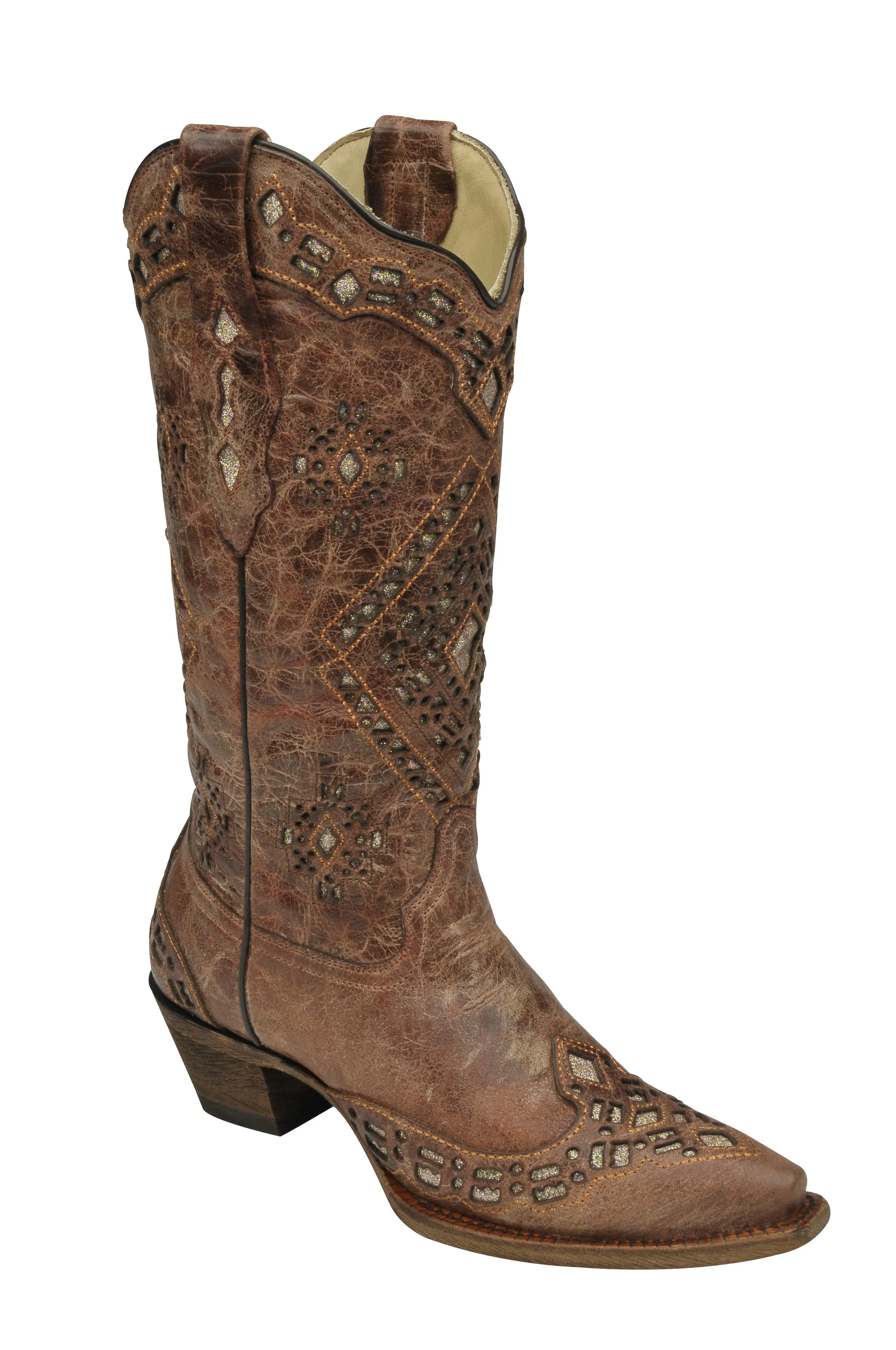 Corral Women's Cognac Glitter Inlay Boot A2948