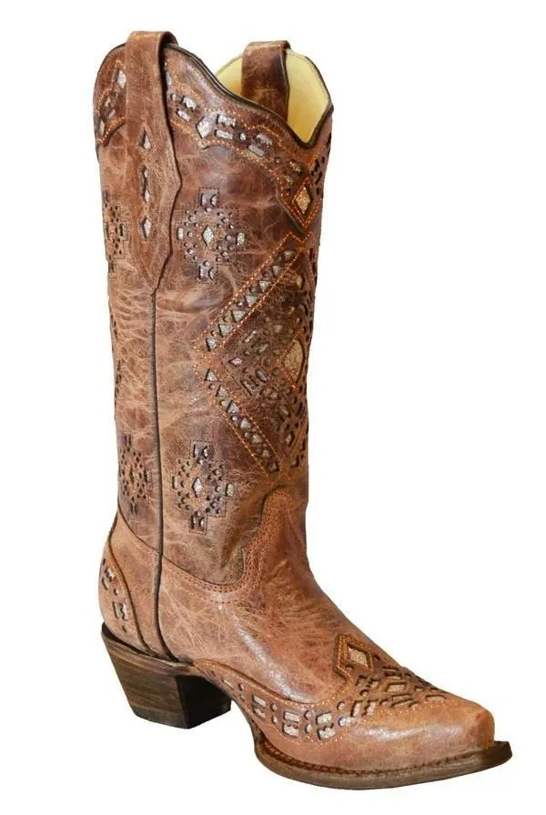 Corral Women's Cognac Glitter Inlay Boot A2948