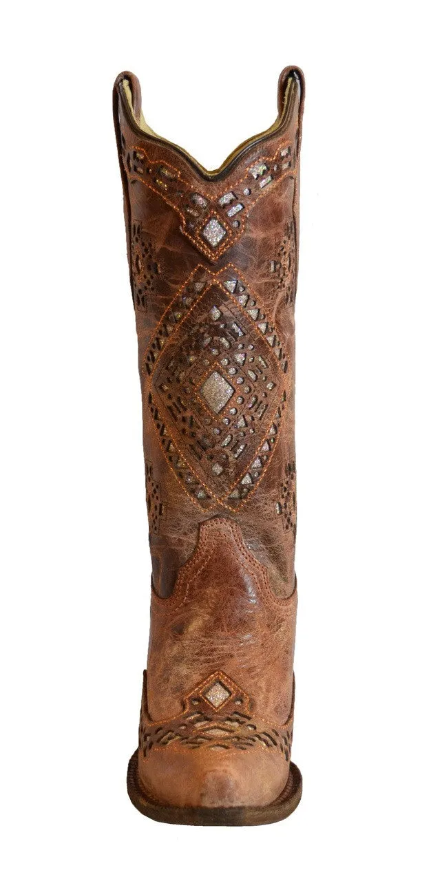 Corral Women's Cognac Glitter Inlay Boot A2948