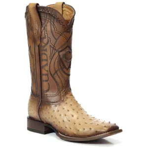 CUADRA MEN'S OSTRICH WIDE SQUARE TOE RODEO COWBOY BOOTS - 3Z1OA1 - Flame Orix