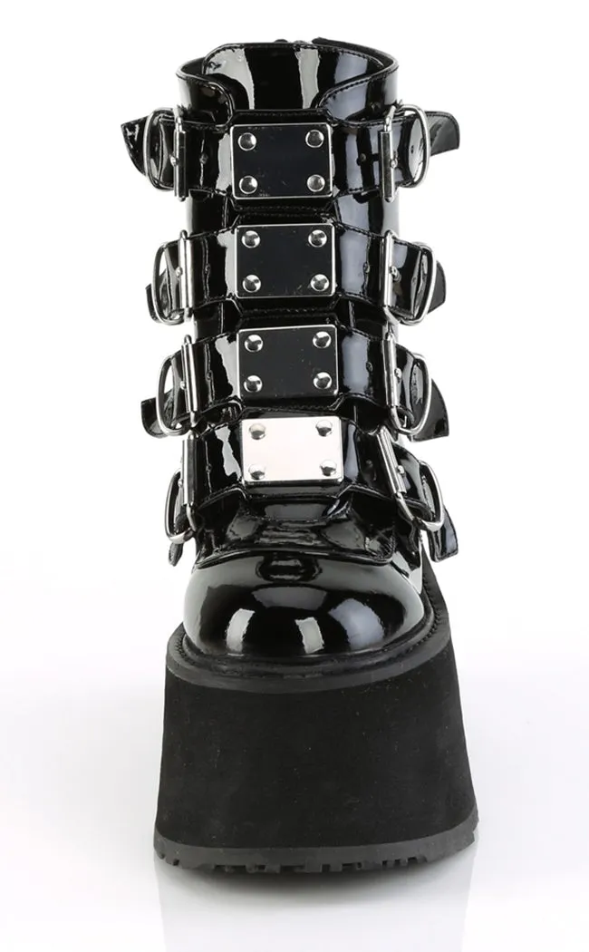 DAMNED-105 Black Patent Flatform Ankle Boots