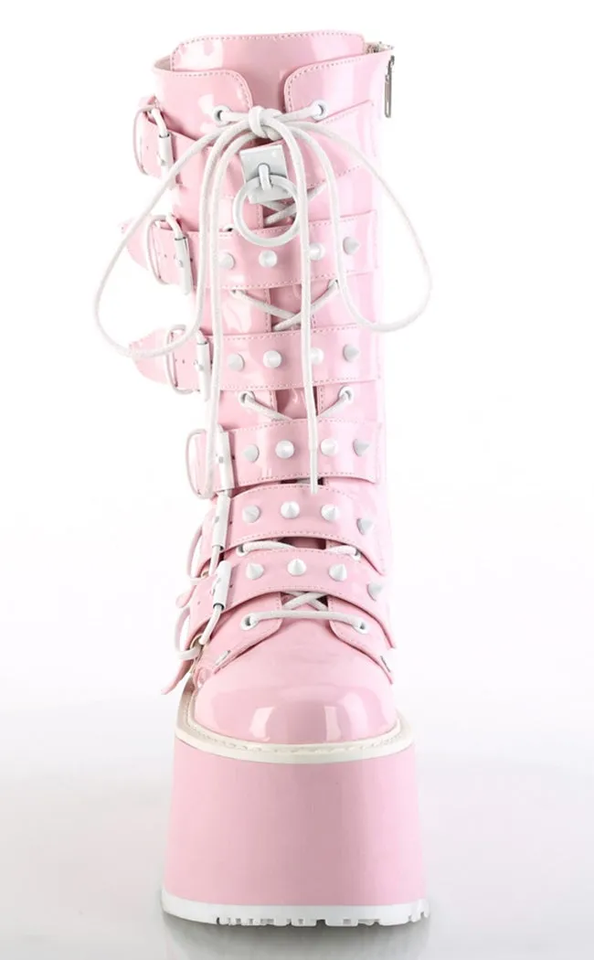 DAMNED-225 Baby Pink Holographic Boots