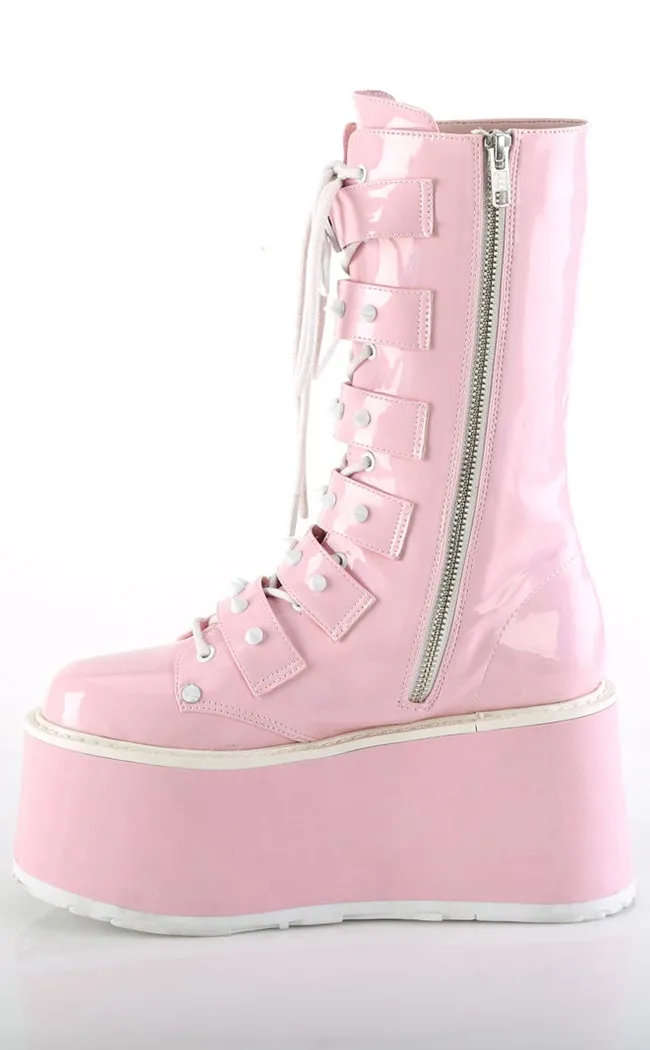 DAMNED-225 Baby Pink Holographic Boots