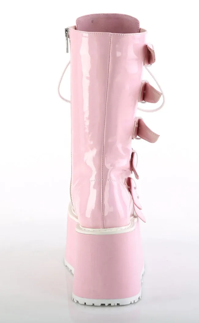 DAMNED-225 Baby Pink Holographic Boots