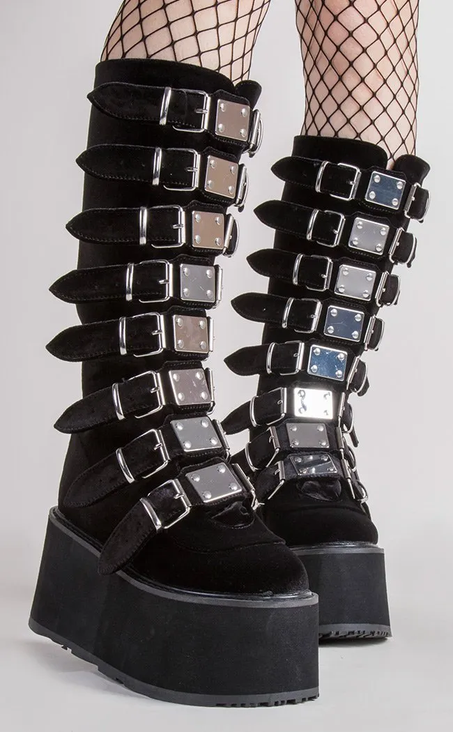 DAMNED-318 Black Velvet Boots (Au Stock)