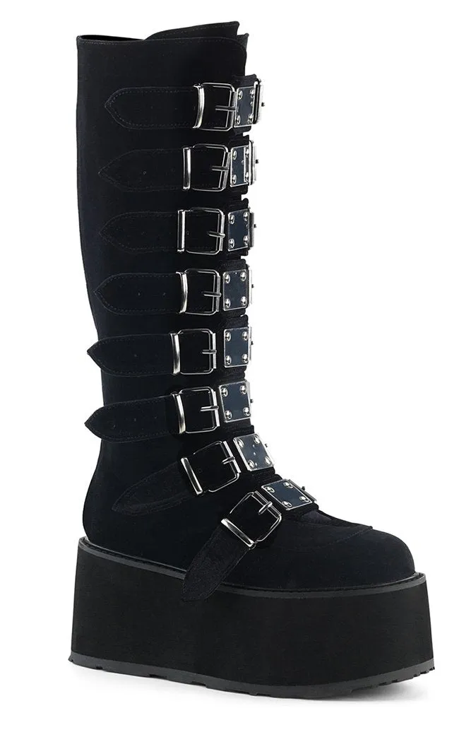 DAMNED-318 Black Velvet Boots (Au Stock)