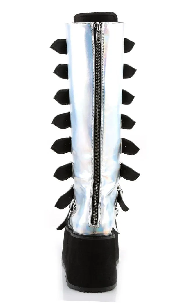 DAMNED-318 Silver Holographic Boots