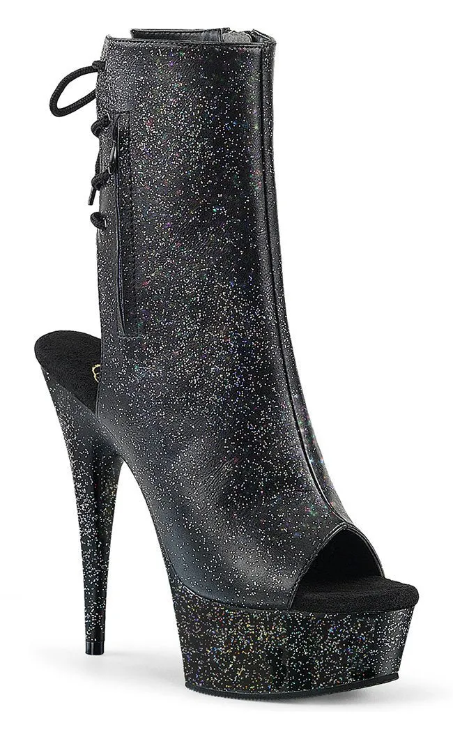 DELIGHT-1018MMG Black Vegan Leather Ankle Boots