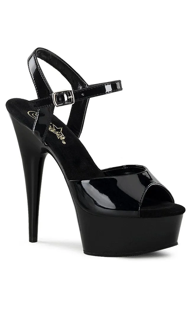 DELIGHT-609 Black Patent Heels