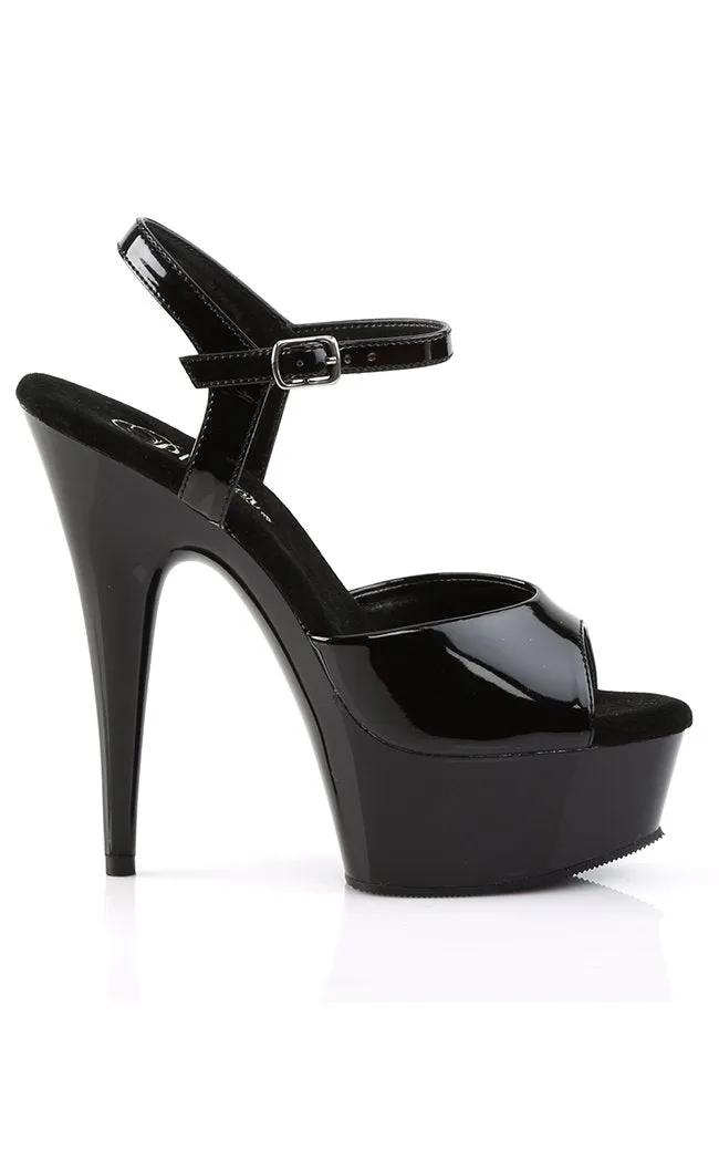 DELIGHT-609 Black Patent Heels